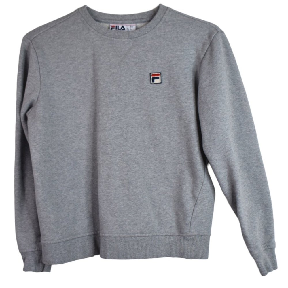Fila Sweater S Womens Vintage Gray Pullover Long Sleeve Cotton Blend 90s 80s